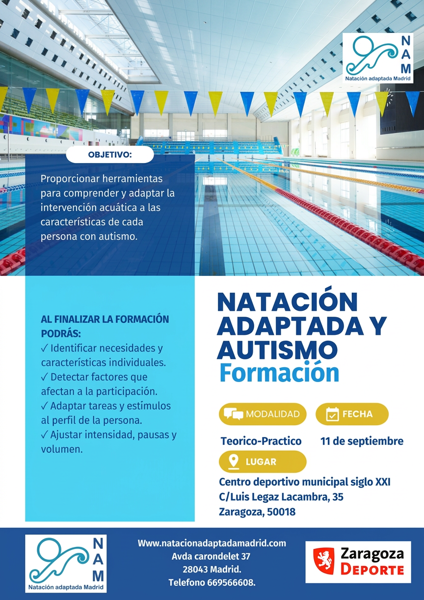 Póster del evento de Natación Adaptada Madrid